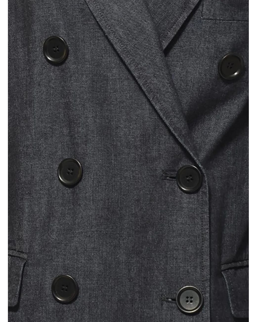 Aspesi Blue Double-Breasted Denim Blazer