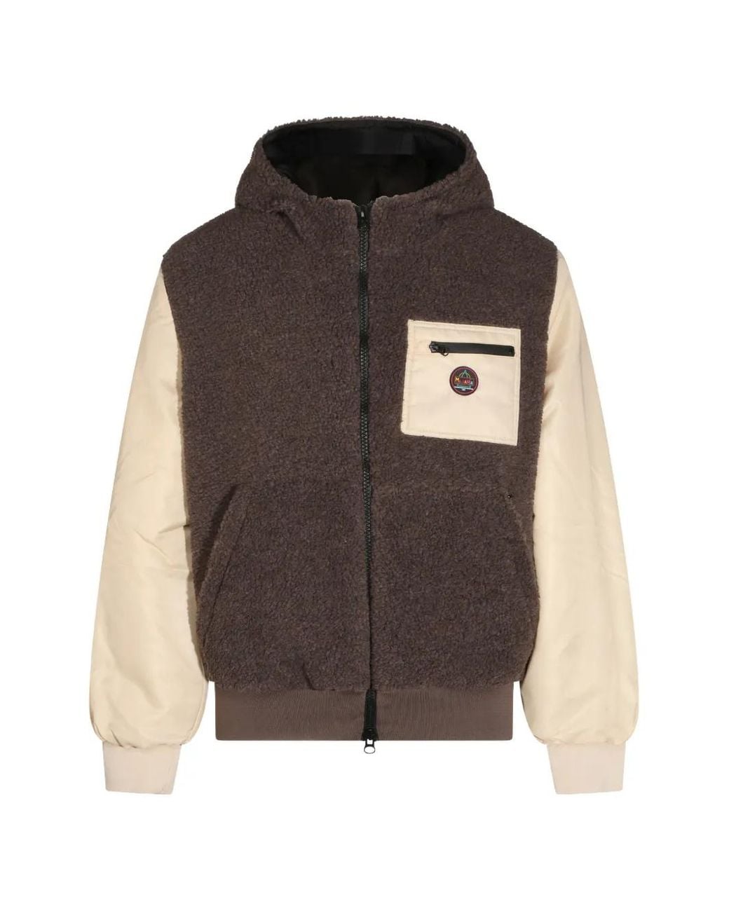 Mauna Kea Brown Fleece-Texture Panelled Jacket for men