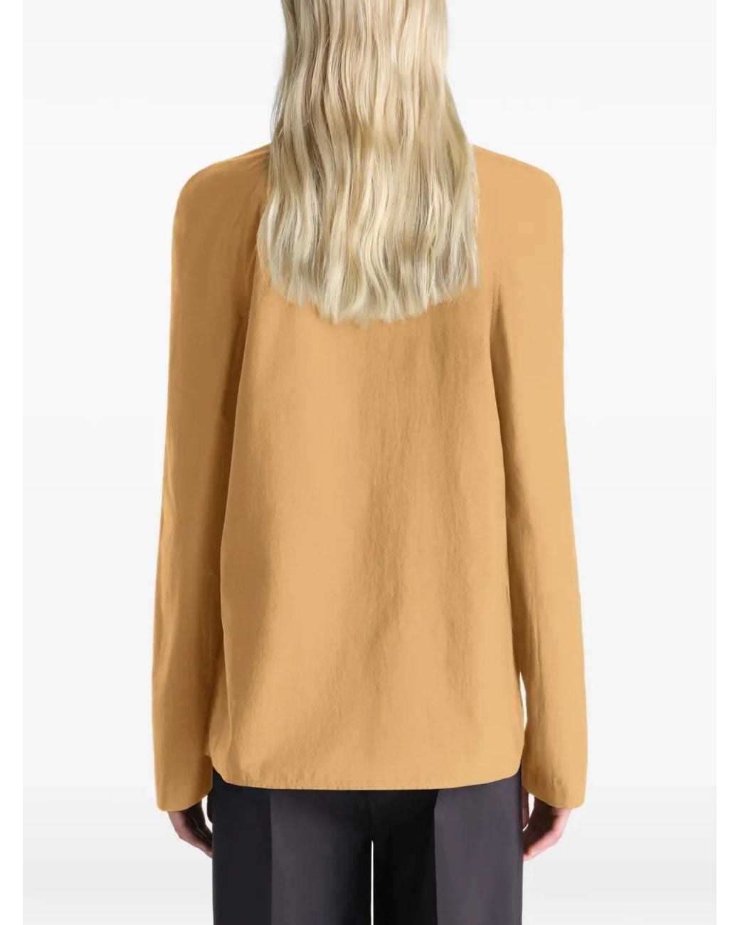 Lemaire Metallic Ascot Tie-Neck Blouse