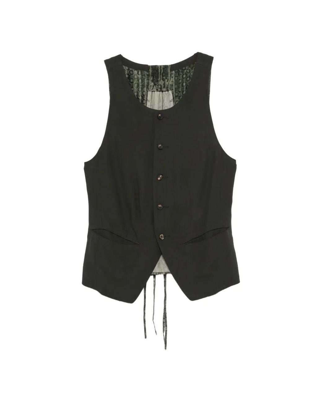 Ziggy Chen Black Patterned-Panel Vest