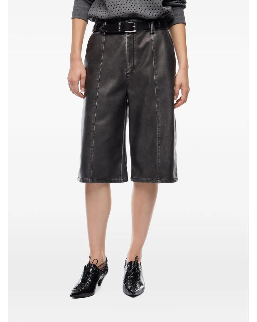 Pinko Gray Bucaneve Canvas Bermuda Shorts