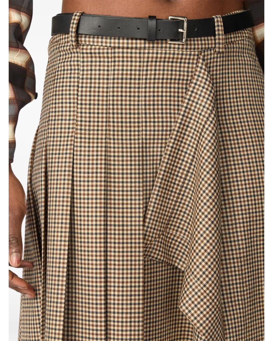 Monse Brown Pleated Wrap Midi Skirt
