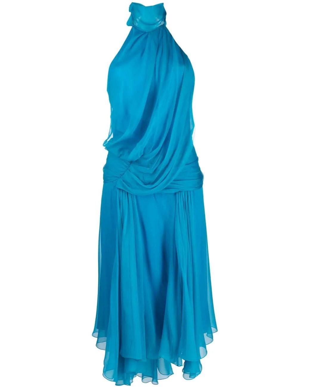 Alberta Ferretti Gedrapeerde Jurk Met Asymmetrische Afwerking in het Blue