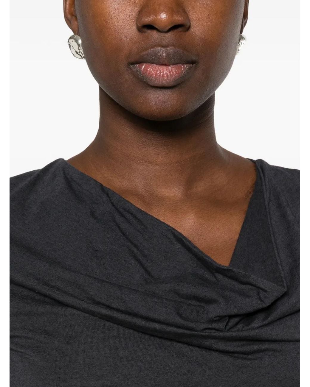 Paloma Wool Black Junco Ruched Cowl-Neck Top