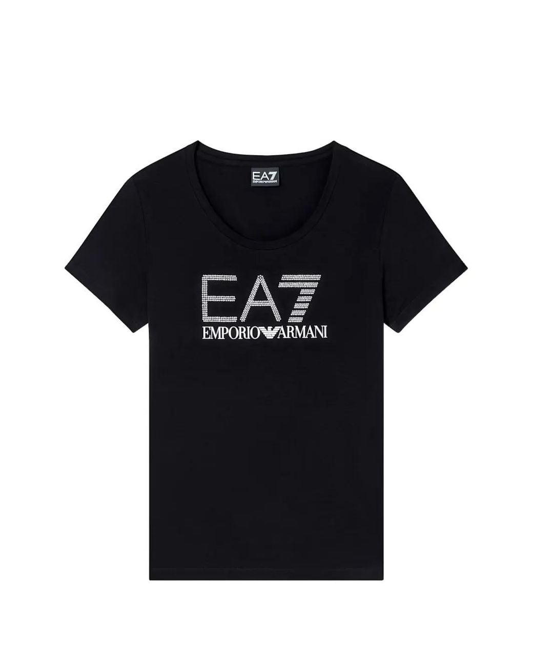 EA7 Black Logo-Embellished T-Shirt