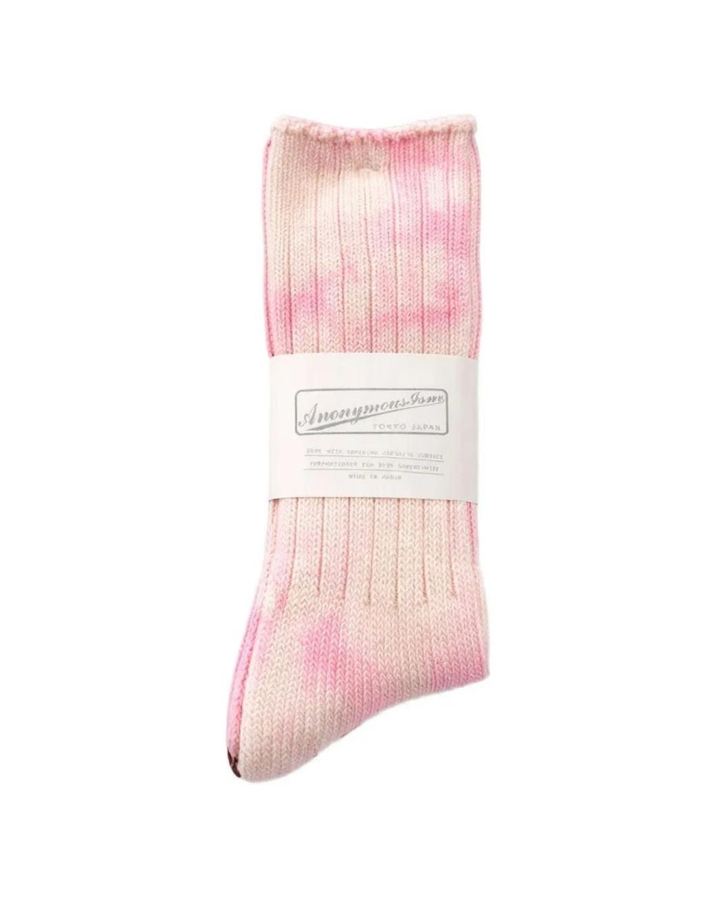 Anonymous Ism Pink Uneven Dyed Crew Socks