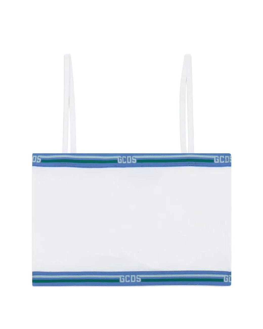 Gcds White Logo-Tape Crop Top