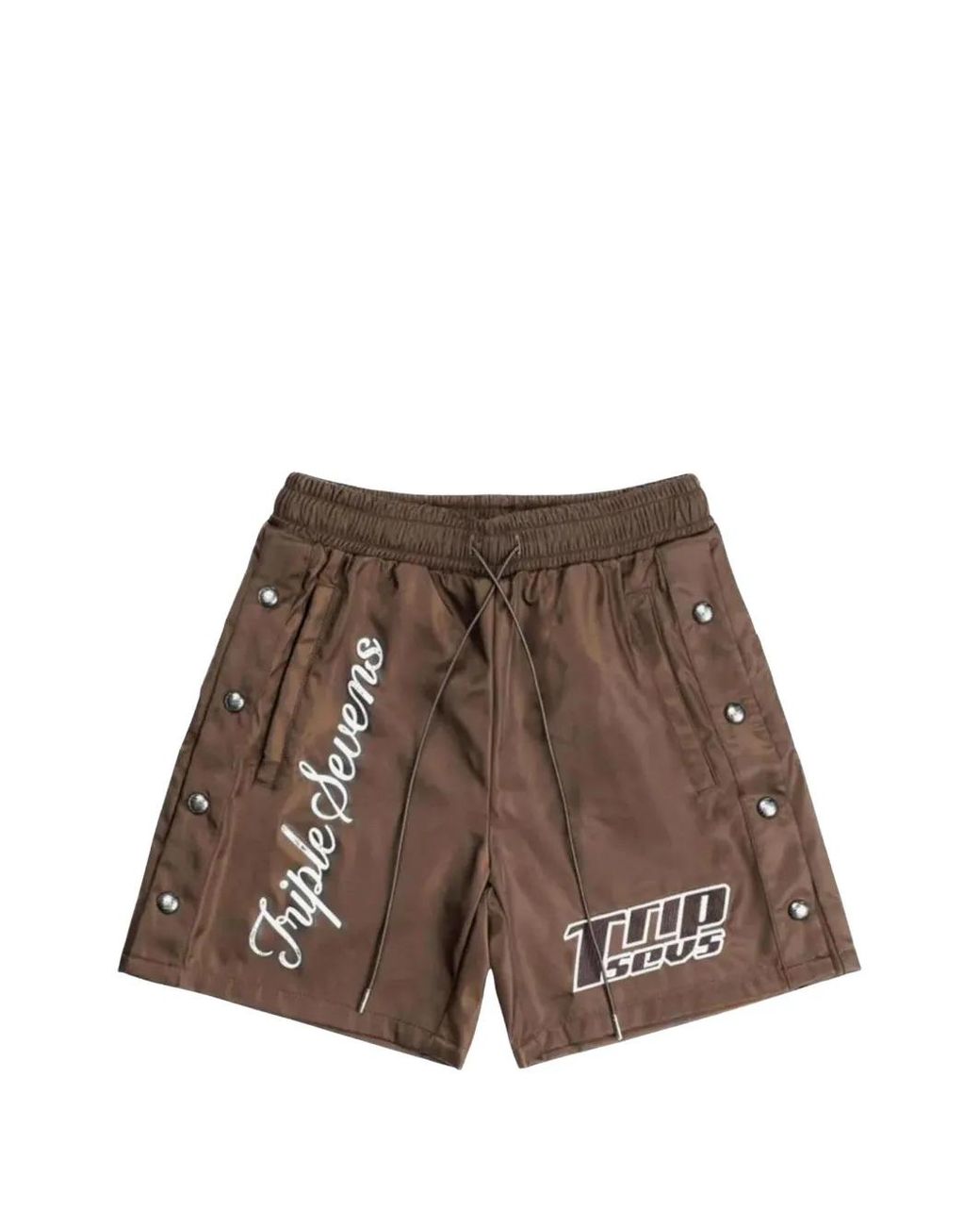 Triple Sevens Brown Short Boutonné À Logo Imprimé for men