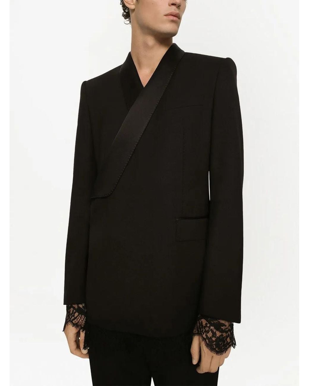Dolce & Gabbana Black Sicilia-Fit Double-Breasted Tuxedo Blazer for men