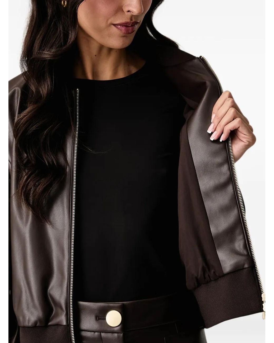 ARMANI EXCHANGE Black Faux-Leather Bomber Jacket