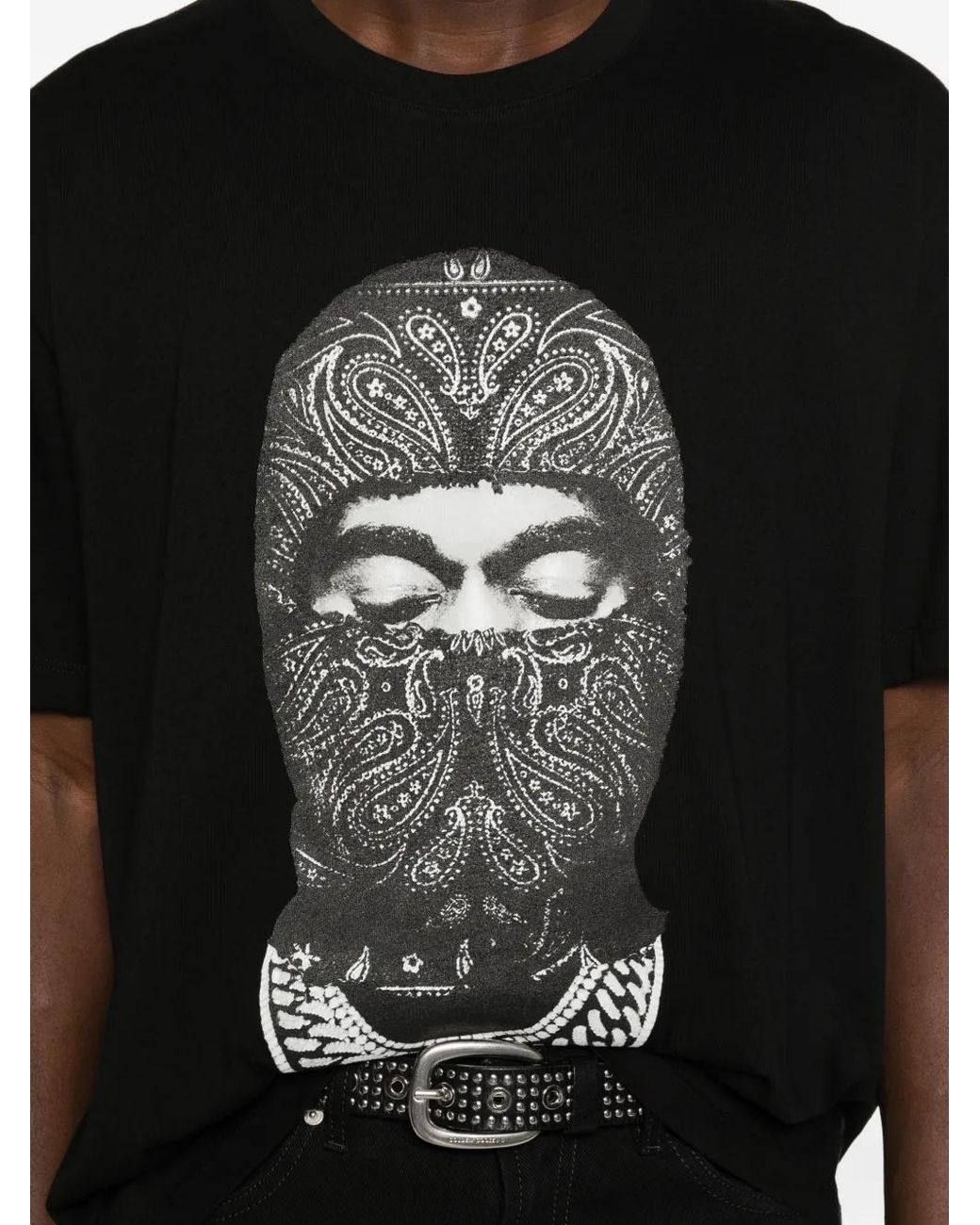 Ih Nom Uh Nit Black Paisley Mask Front T-Shirt for men