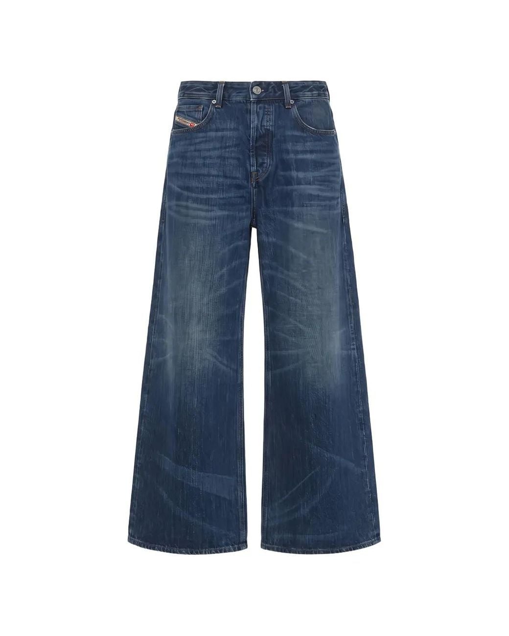 DIESEL Blue Faded Wide-Leg Jeans
