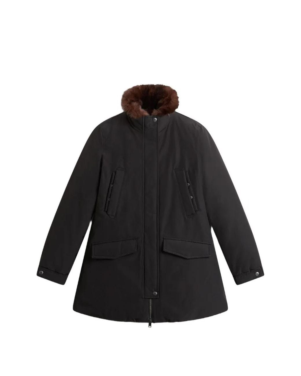 Woolrich Black Erie Faux-Fur Trim Parka