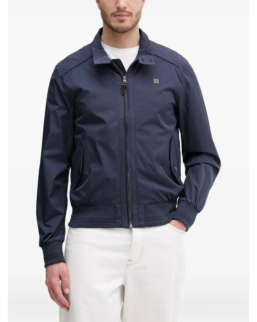 Hackett Blue Veste Zippée À Logo Brodé for men