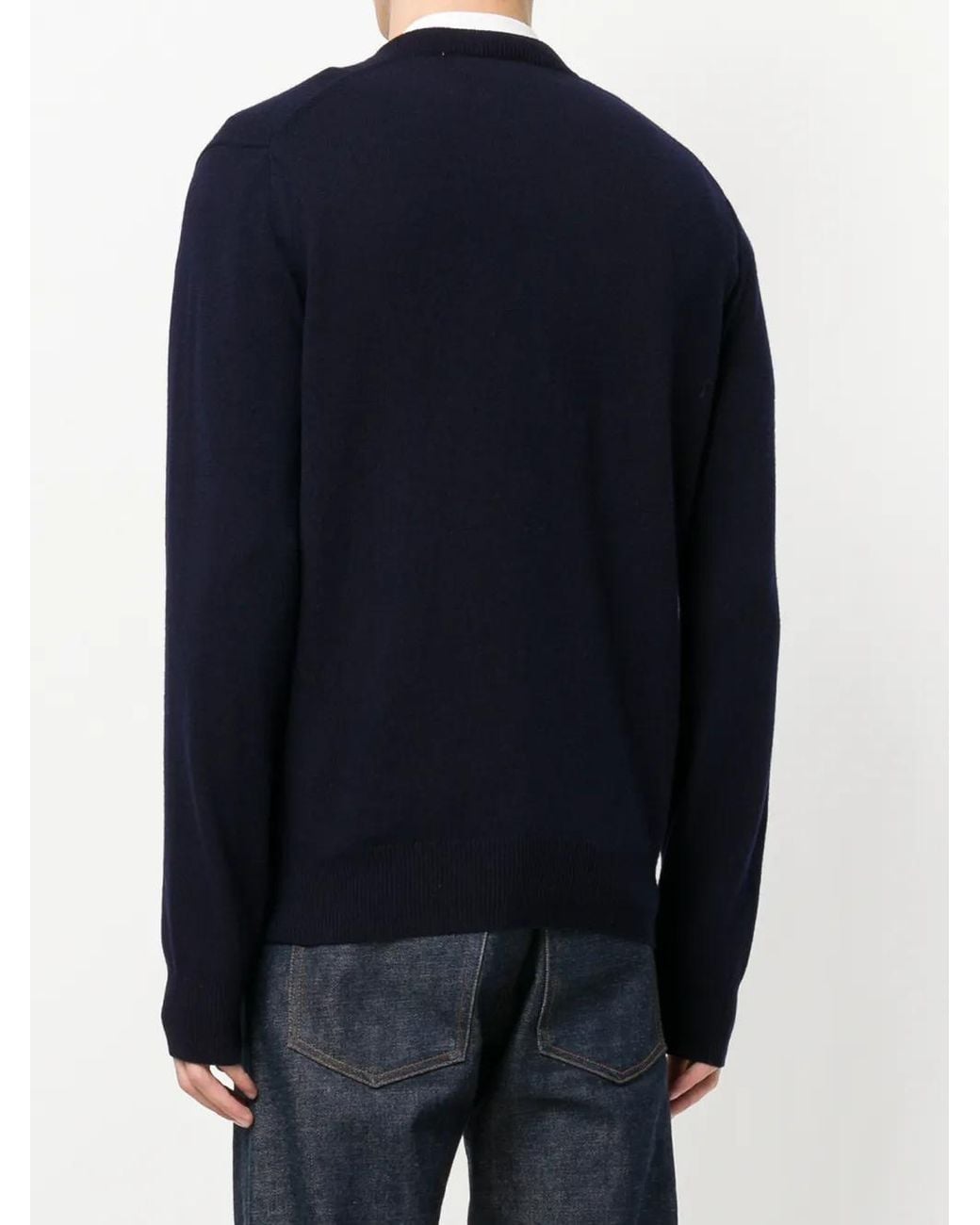 COMME DES GARÇONS PLAY Blue V-Neck Jumper for men