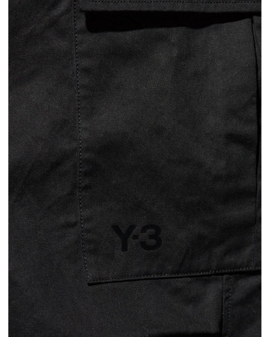 Y-3 Black Drawstring Cargo-Pocket Trousers for men