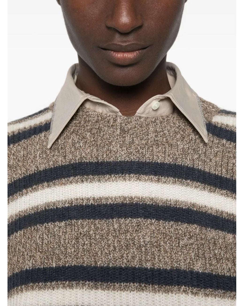 Pull Rayé Brunello Cucinelli en coloris Brown