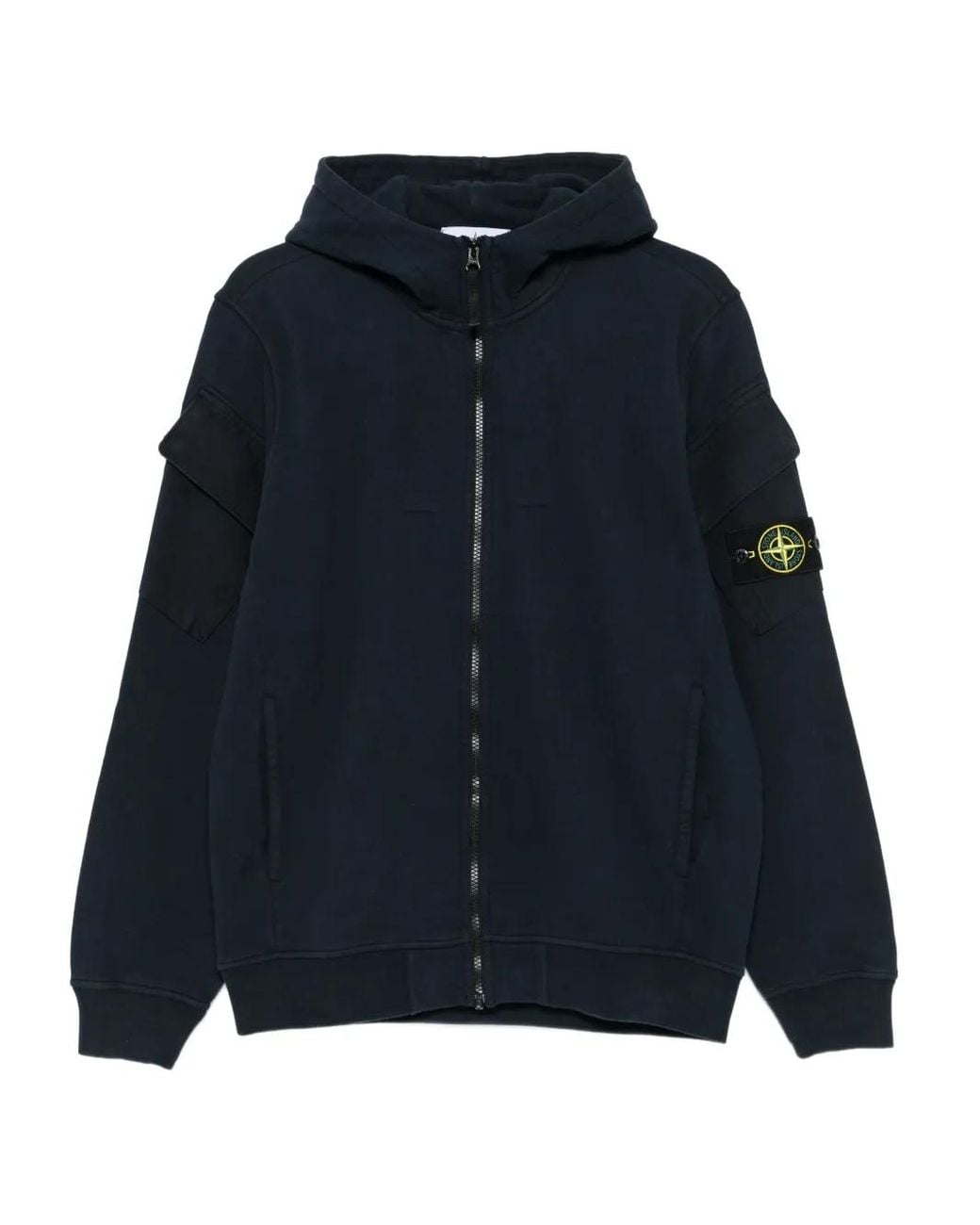 Stone Island 6100021 Hooded Pocket Zip-Up Sweatshirt in Blue for