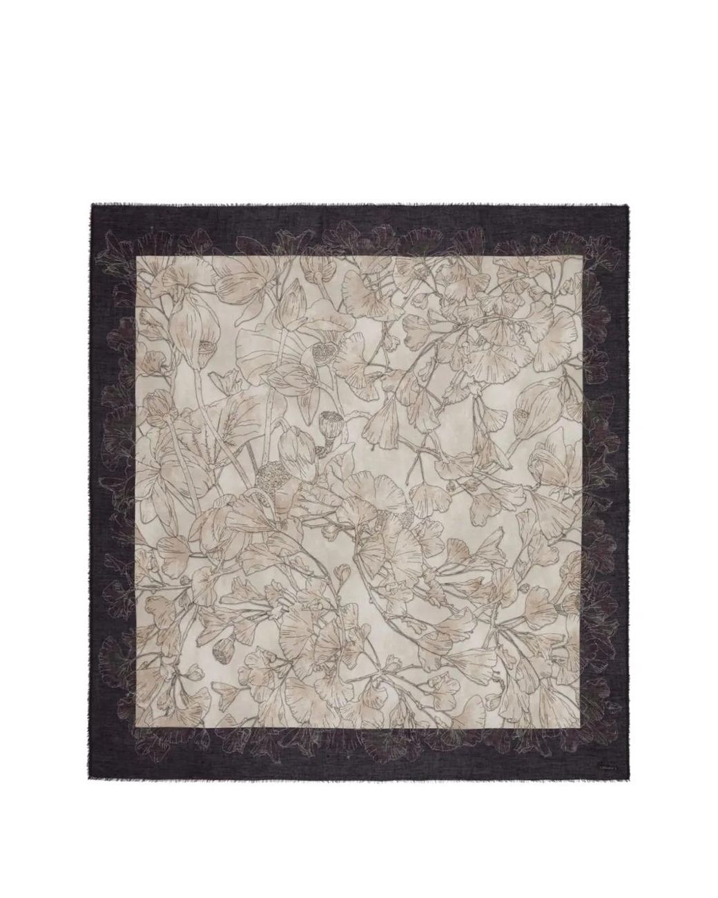 Faliero Sarti Metallic Ventily Floral-Print Frayed Scarf
