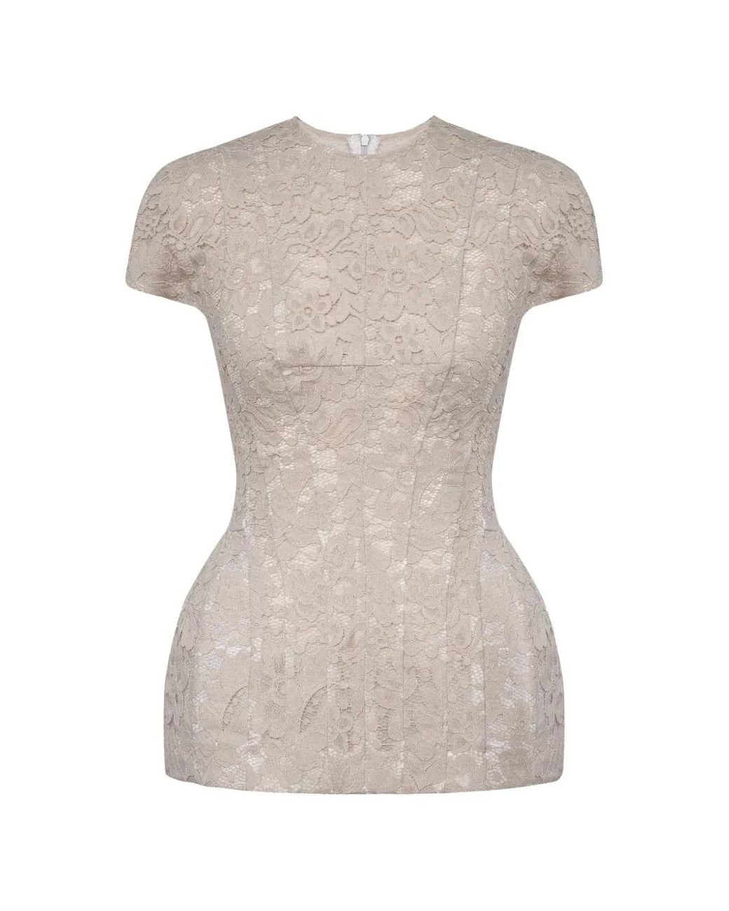 POST MERIDIEM Gray Floral-Lace Panelled Top