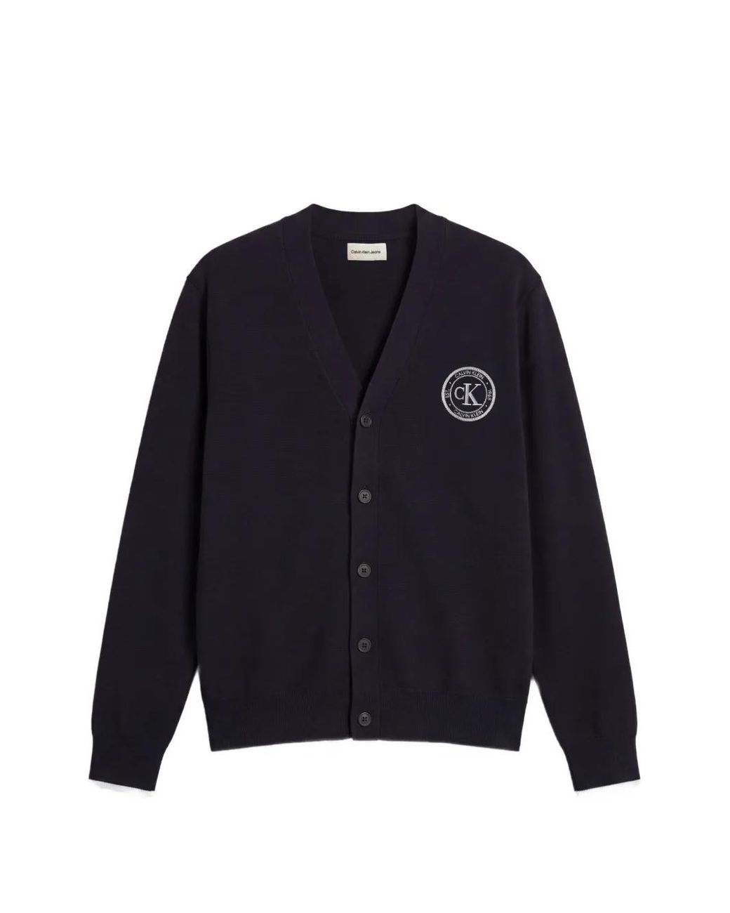 Calvin Klein Blue Logo-Patch V-Neck Cardigan for men