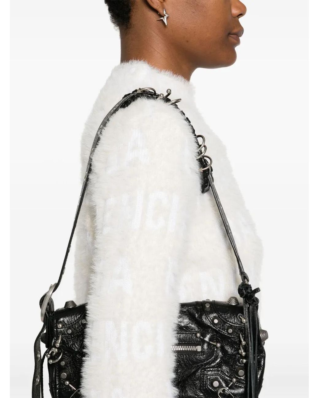 Balenciaga White Jacquard Logo Sweater