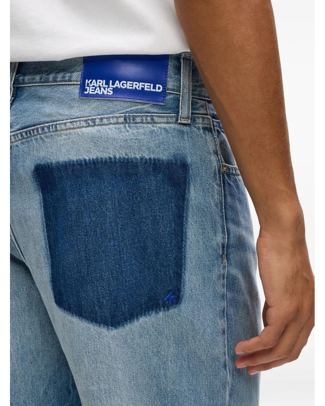Karl Lagerfeld Blue Logo-Patch Jeans for men