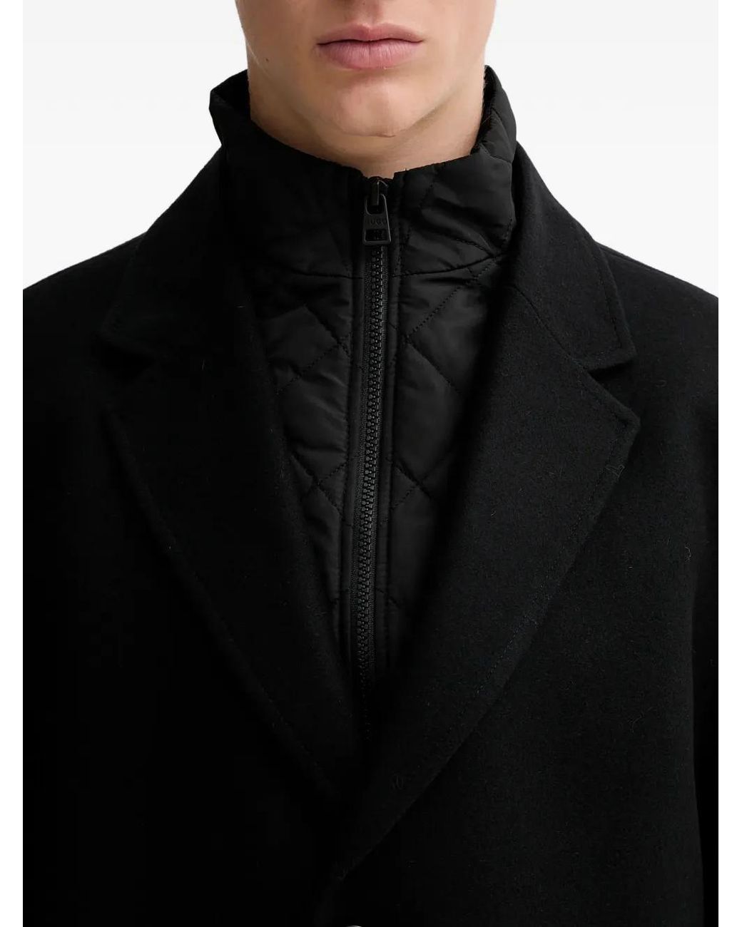 HUGO Black Buttoned Long Sleeve Coat for men