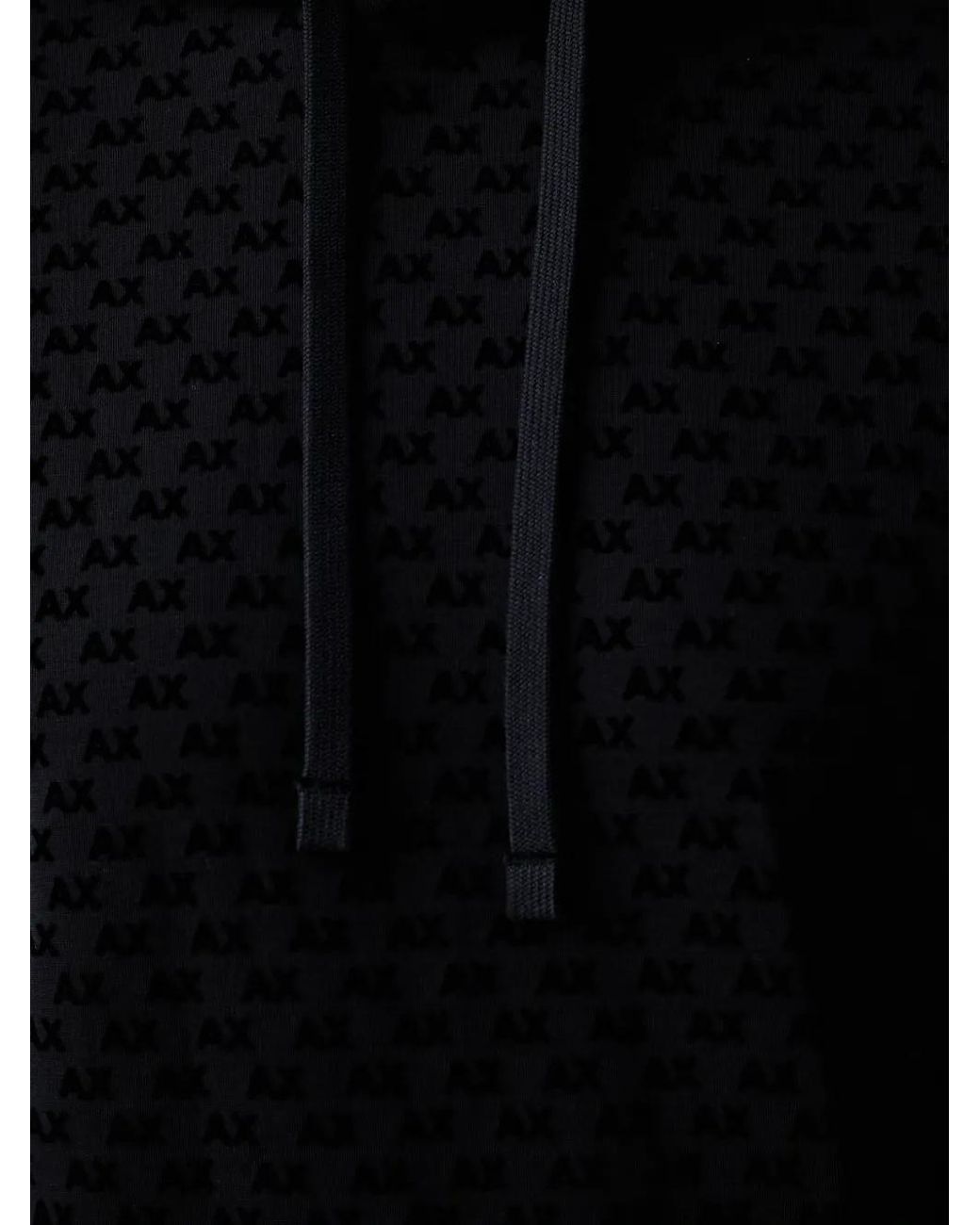 ARMANI EXCHANGE Black Hoodie À Motif Monogrammé for men