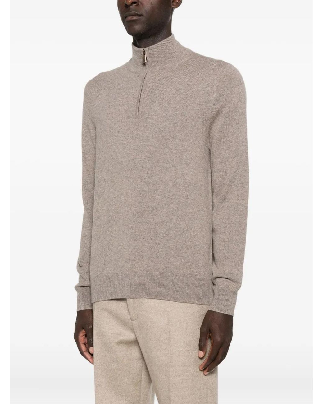 Bompard Brown Zip-Fastening Sweater for men