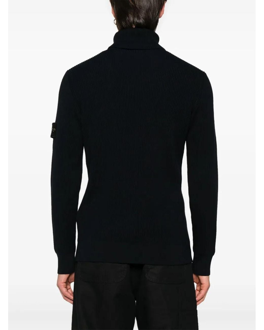 Stone Island Blue Wool High-Neck Sweater for men