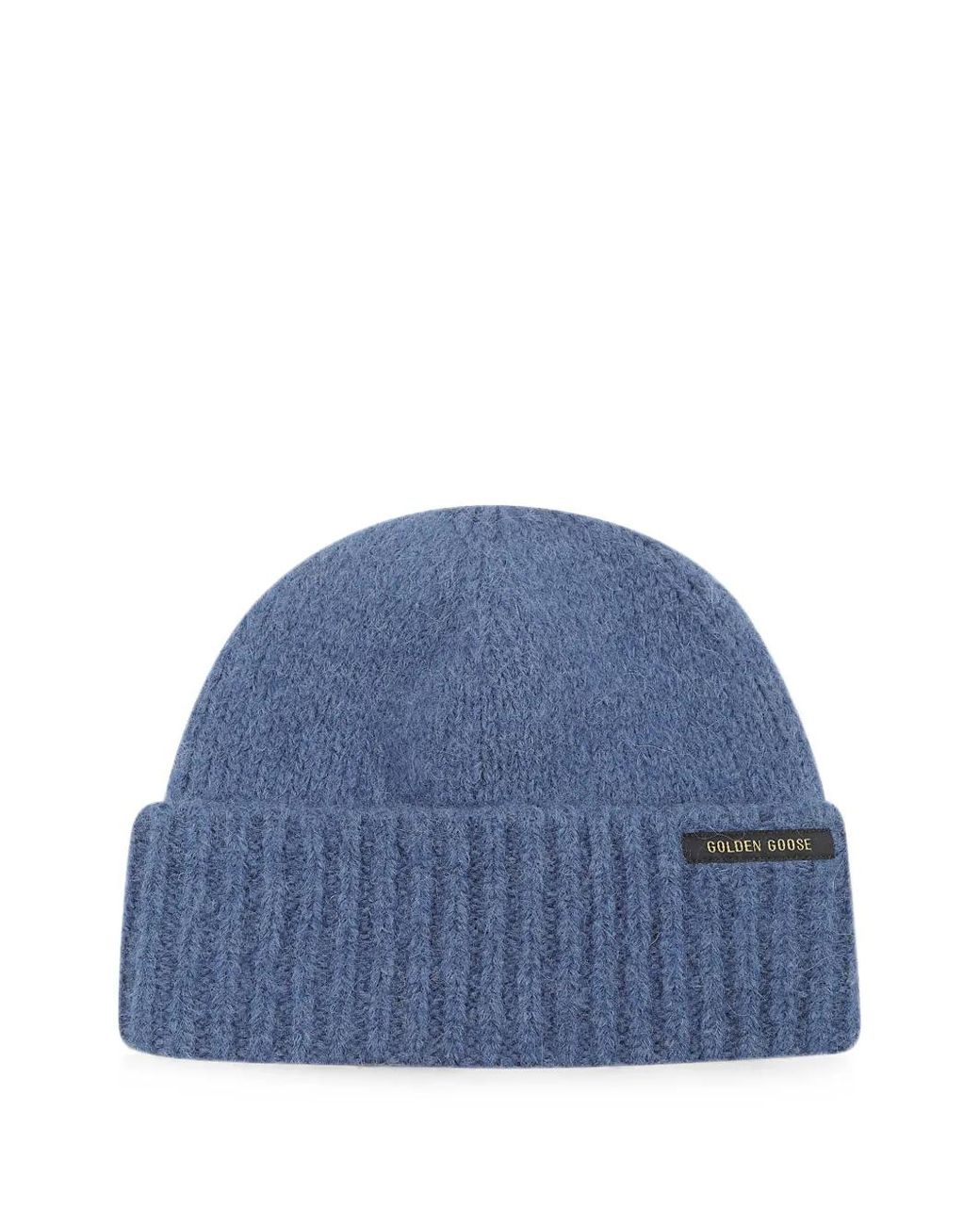 Golden Goose Deluxe Brand Blue Logo-Patch Beanie Hat