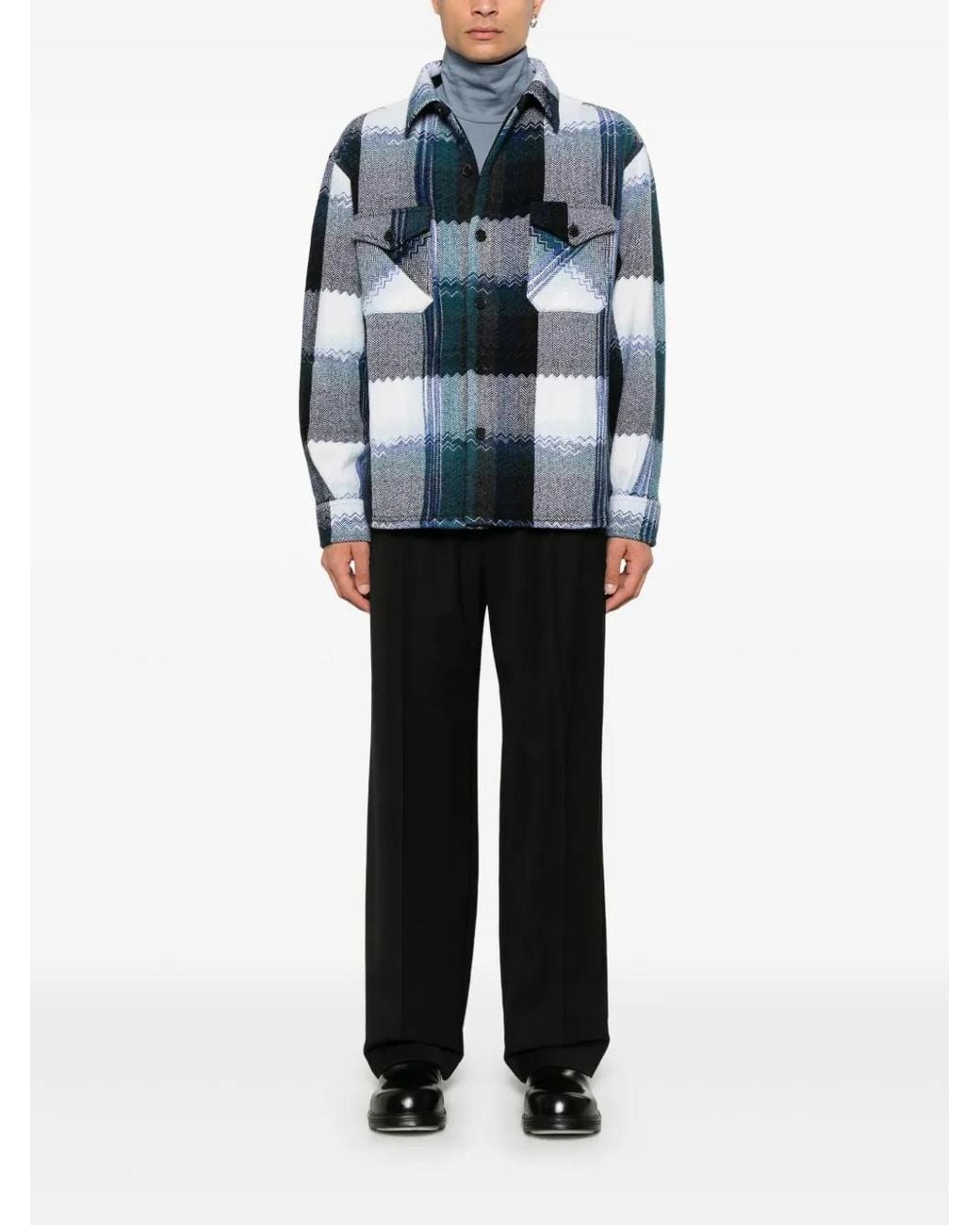 Missoni Blue Checked Shirt for men