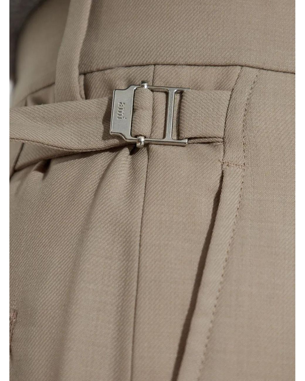AMI Natural Pleated Buckle-Fastening Trousers