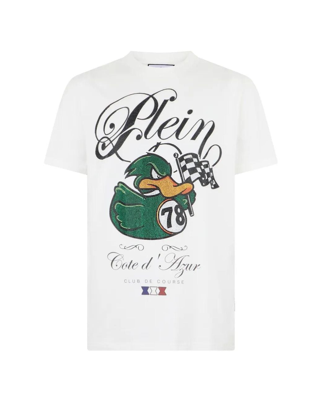 Philipp Plein White Jersey T-Shirt Duck Cote D'Azur for men