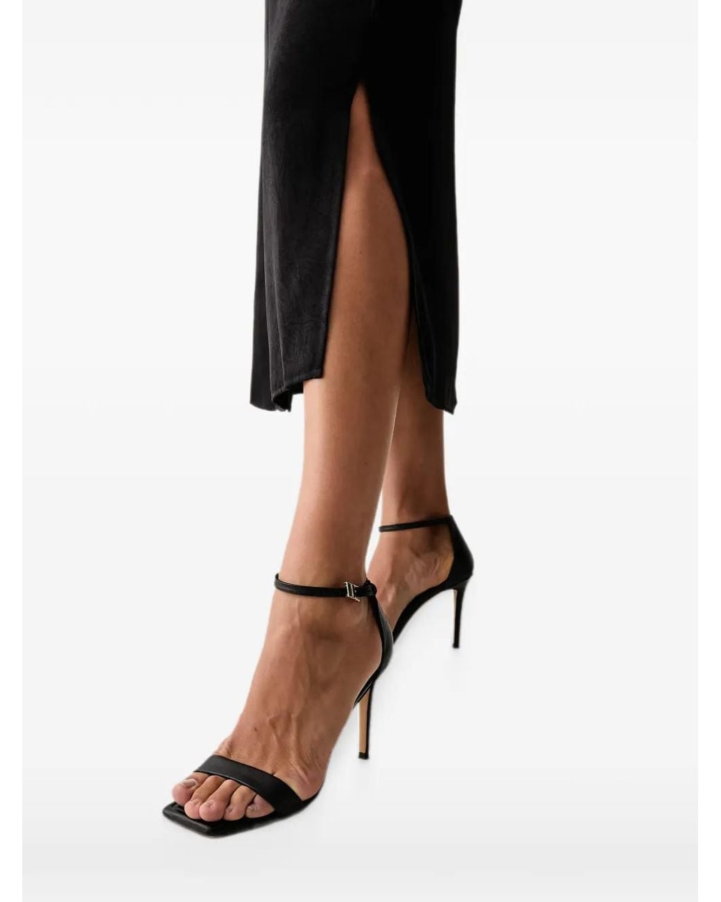 Fracomina Black Crystal-Embellished Belted Midi Dress