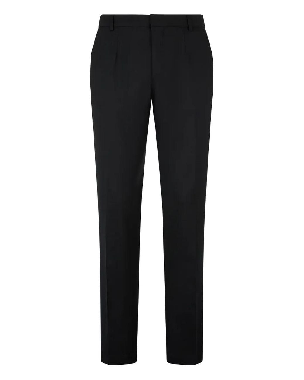 Roberto Cavalli Black Pleated Virgin-Wool Trousers for men