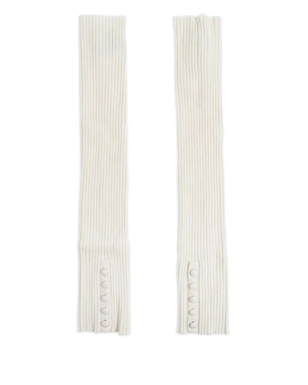 Lisa Yang White Gerippte Handschuhe