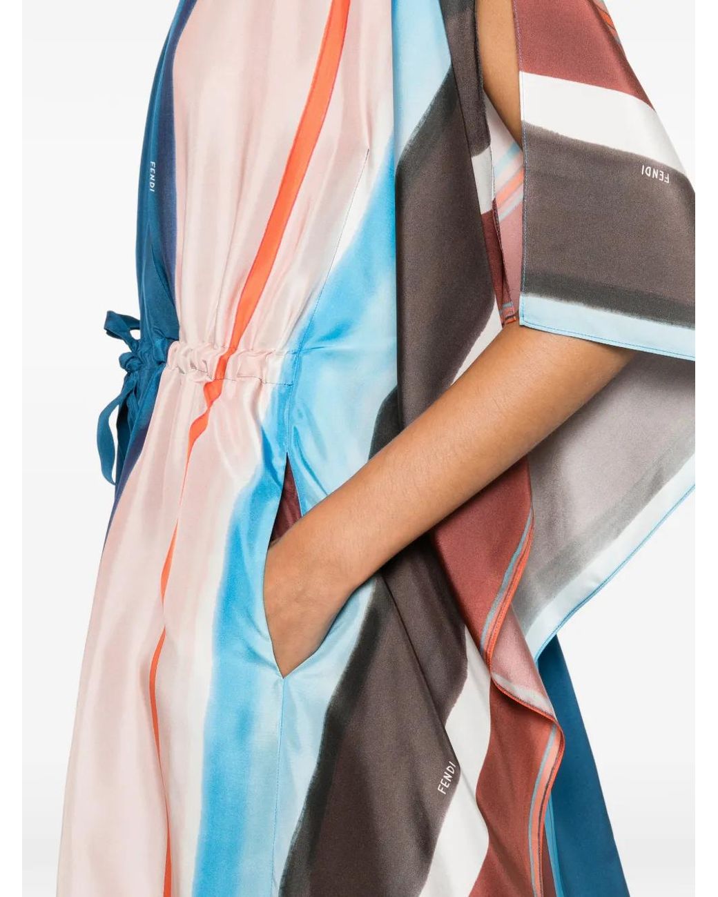 Fendi Blue Striped Silk Dress