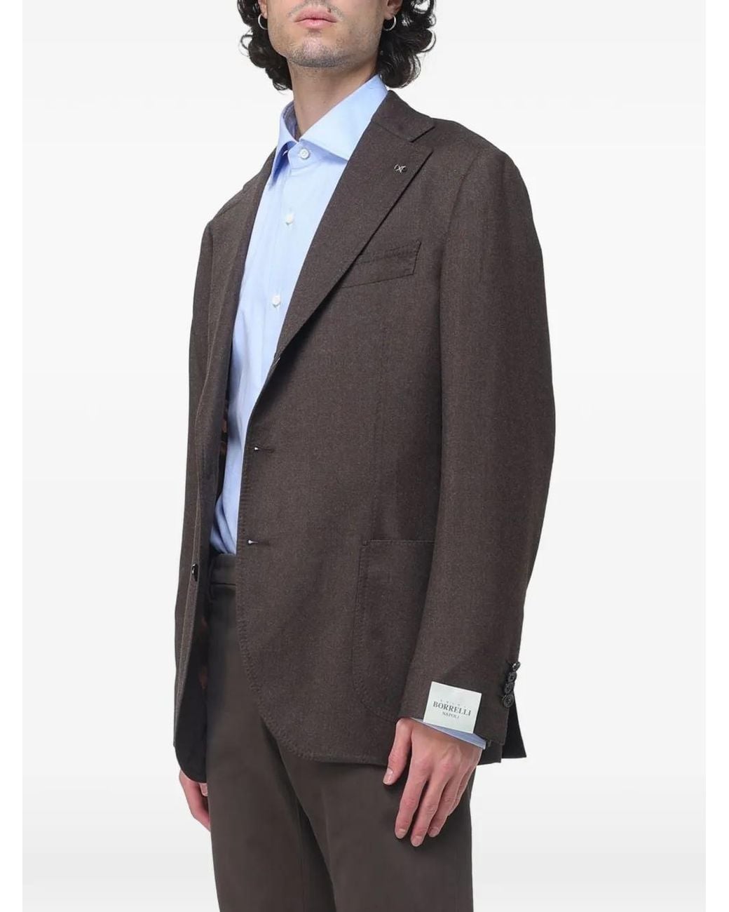 Luigi Borrelli Napoli Gray Wool Single-Breasted Blazer for men