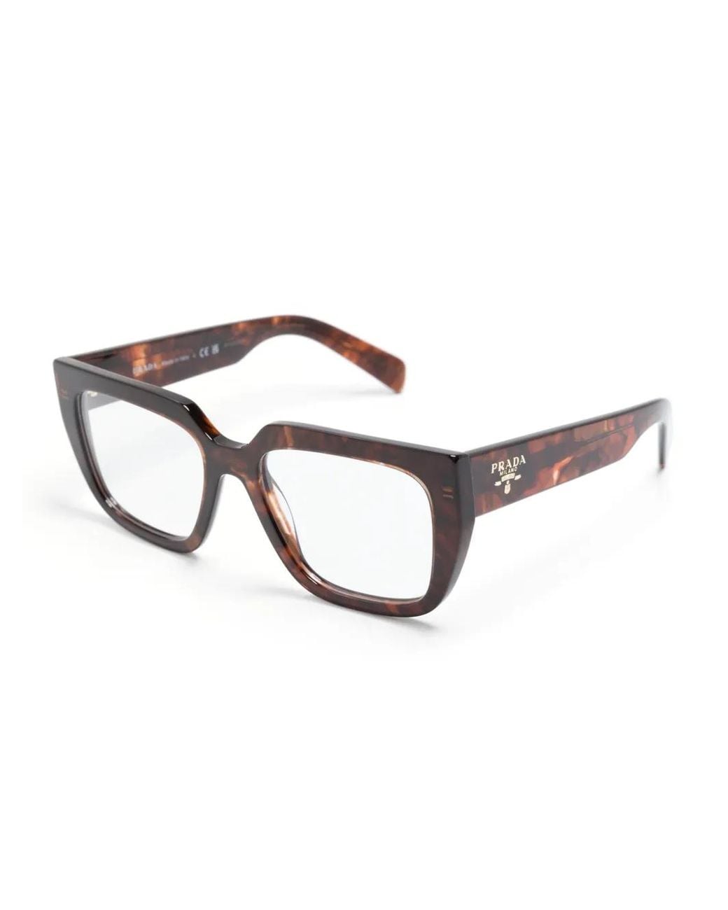 Prada Brown Tortoiseshell-Effect Square-Frame Glasses