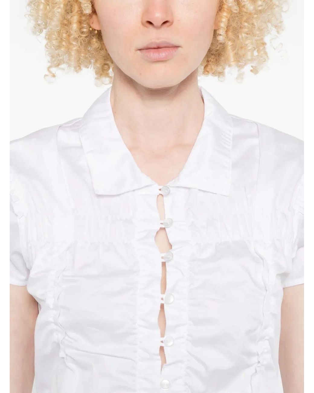 Low Classic White Button-Down Gathered Shirt