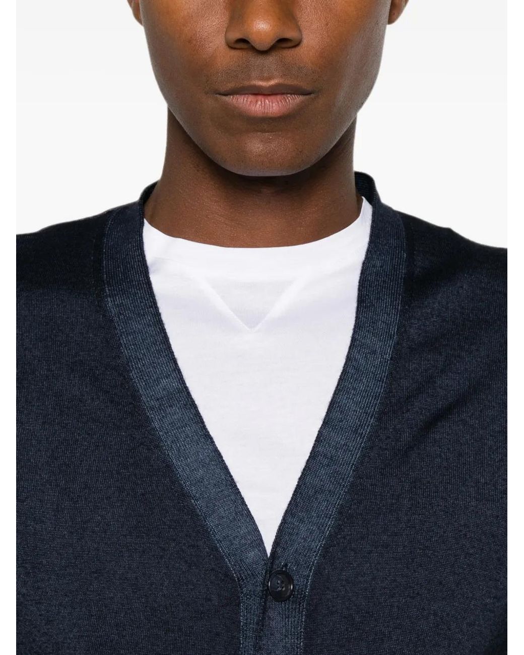 Daniele Fiesoli Blue V-Neck Cardigan for men