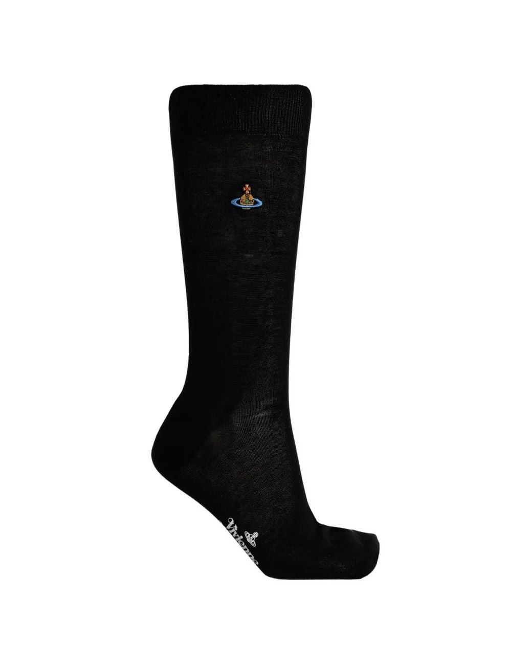 Vivienne Westwood Black Orb-Embroidered Socks