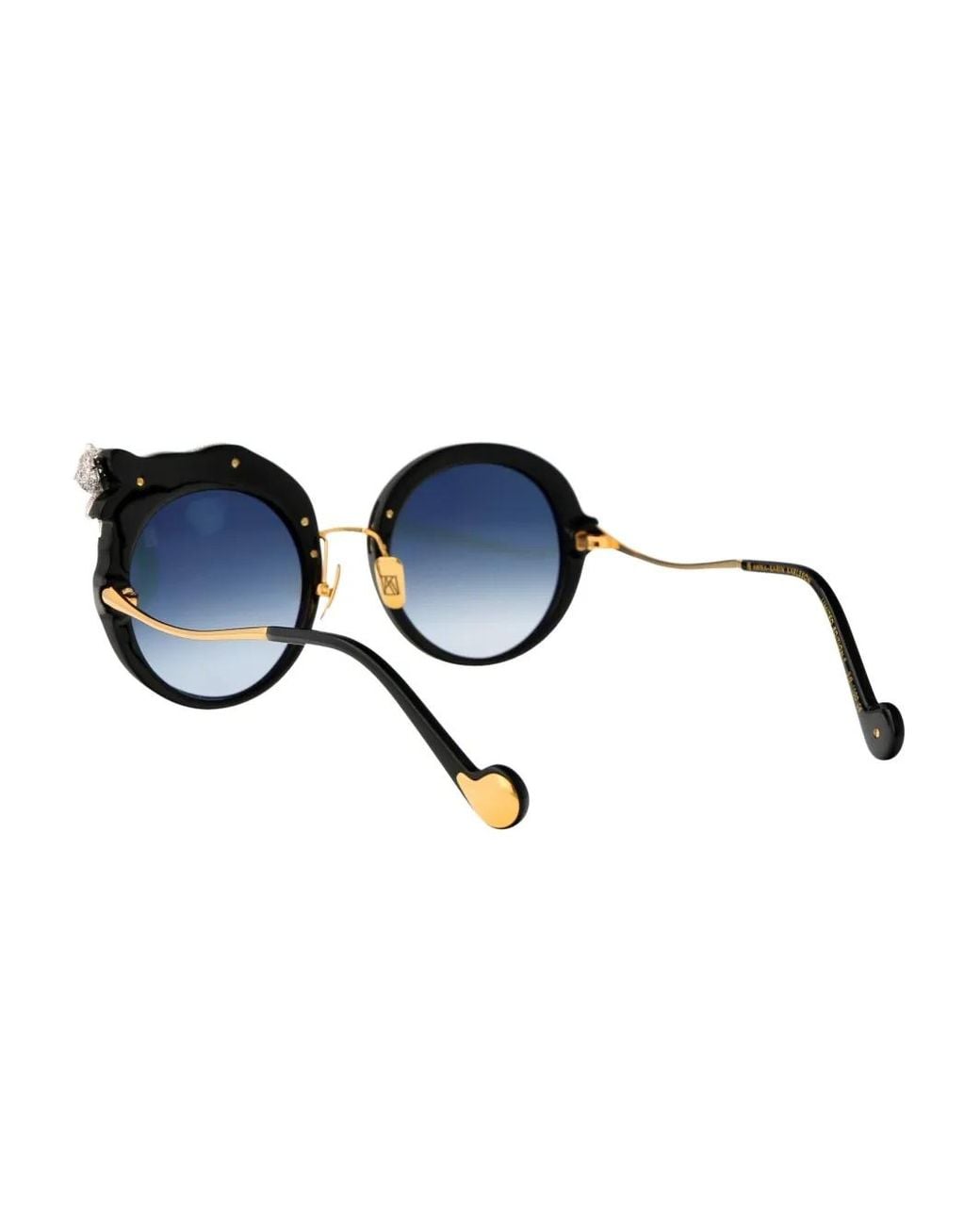 Anna Karin Karlsson Blue Crystal-Embellished Round Sunglasses