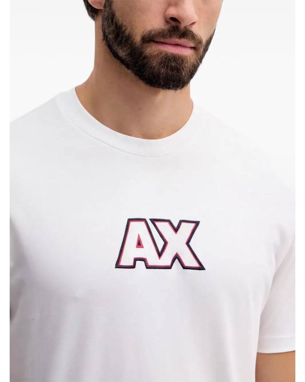 ARMANI EXCHANGE White Logo-Embroidered T-Shirt for men