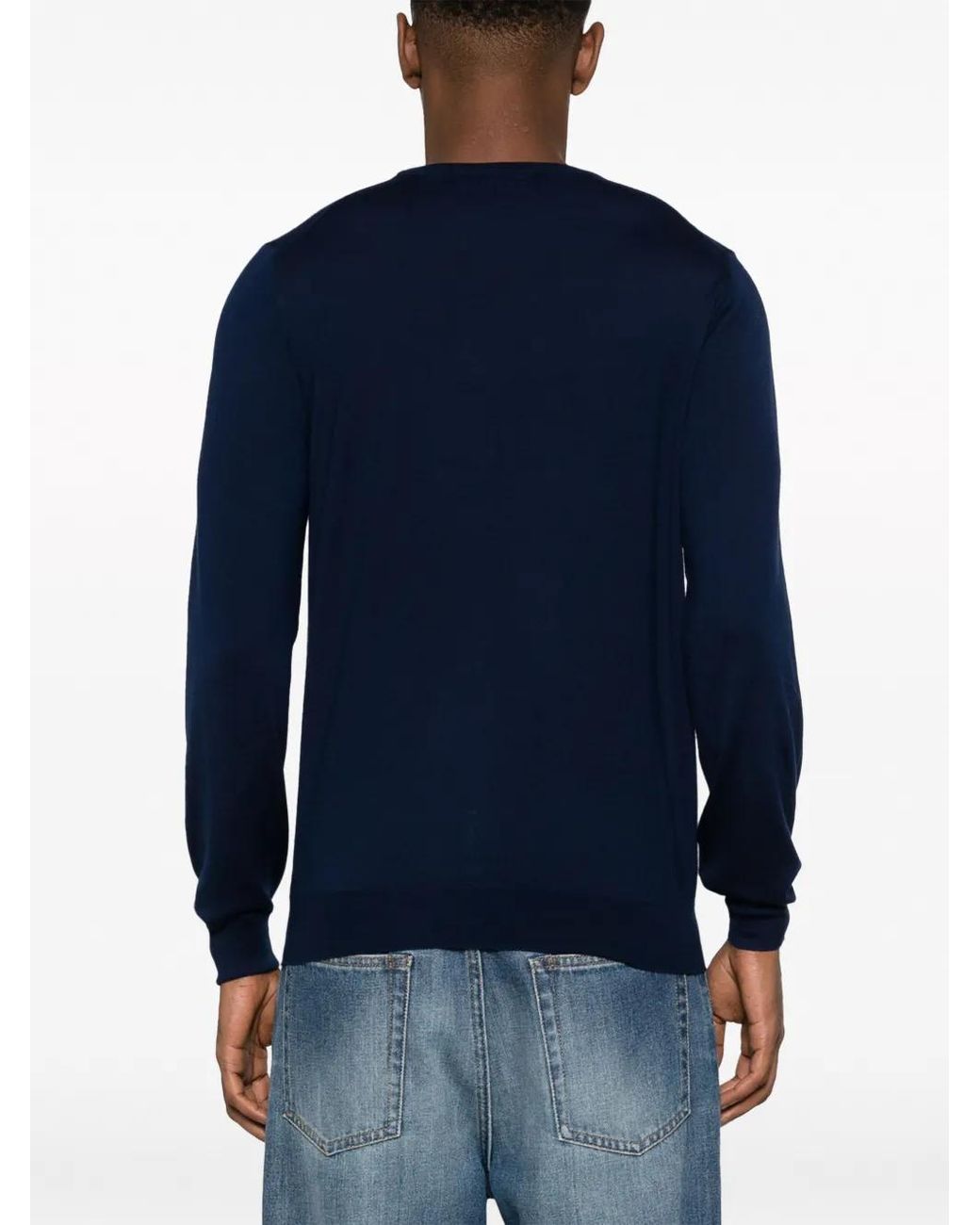 Eraldo Blue Crew-Neck Merino-Wool Jumper for men