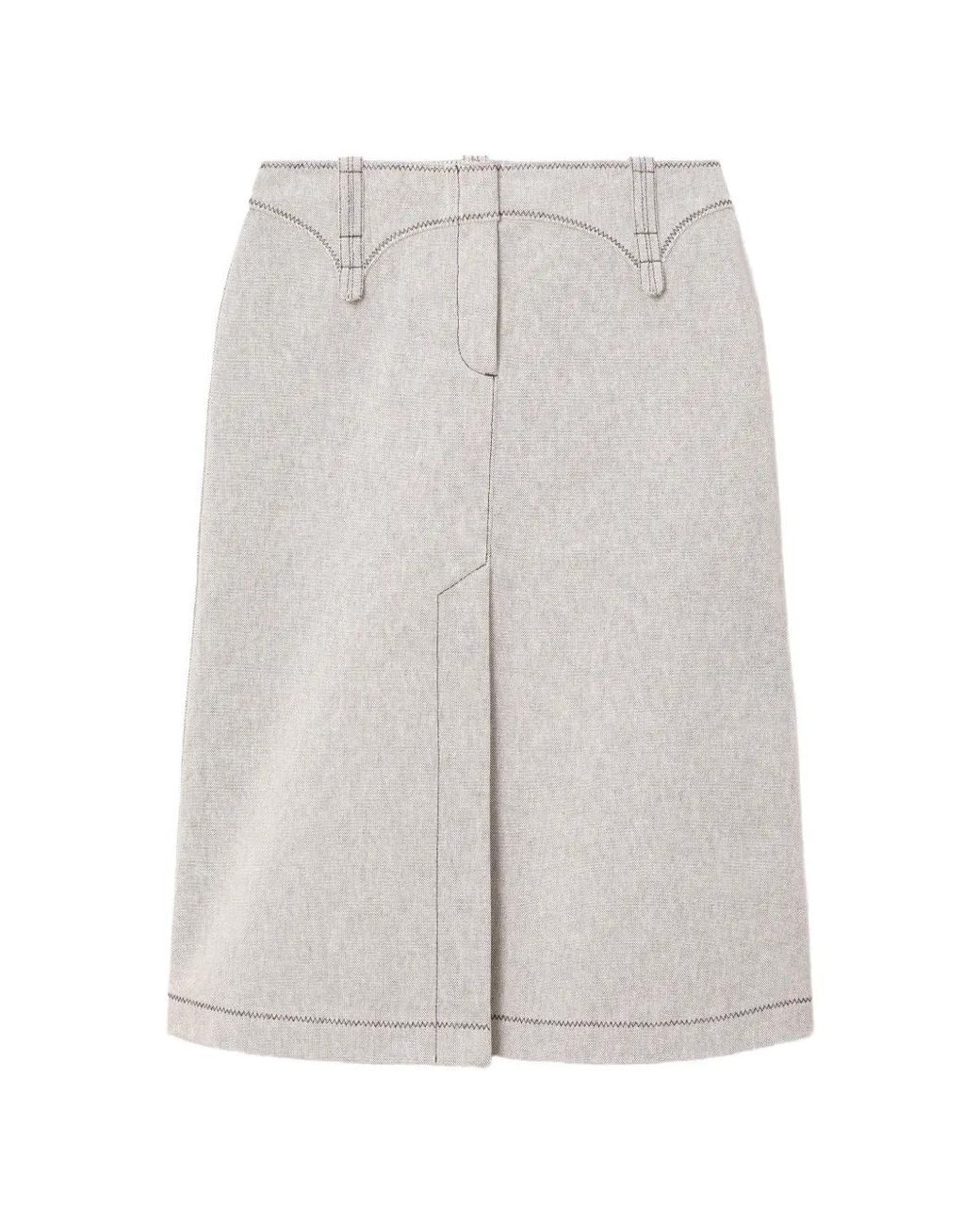 Tory Burch White Cotton Canvas Skirt