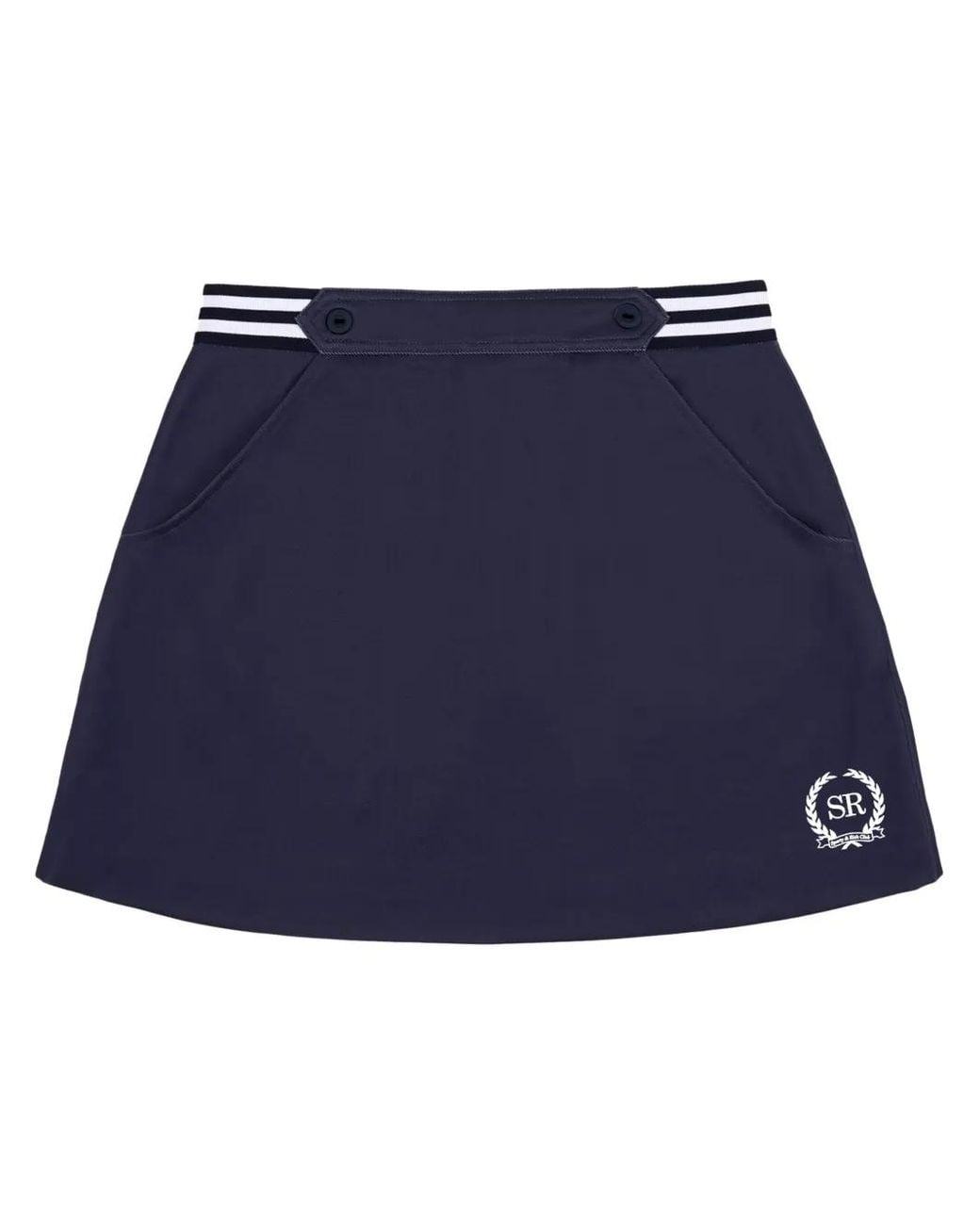 Sporty & Rich Blue Kelly Logo-Embroidered Skirt
