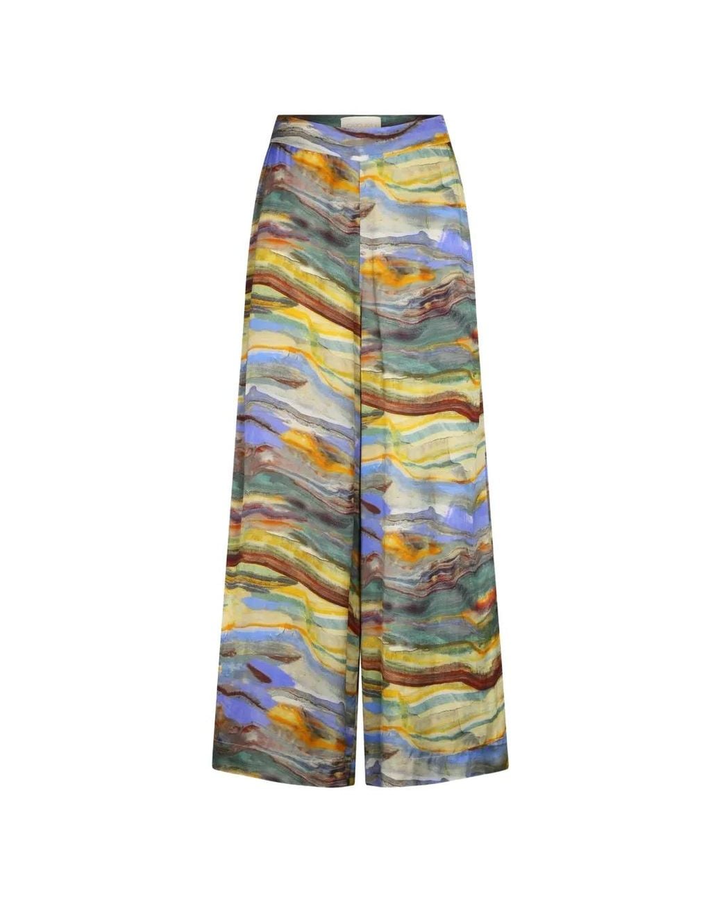 Carolina K White Marble-Print Palazzo Pants